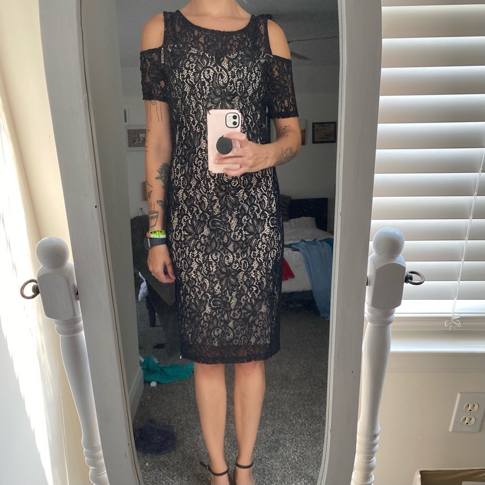 Cold shoulder lace dress